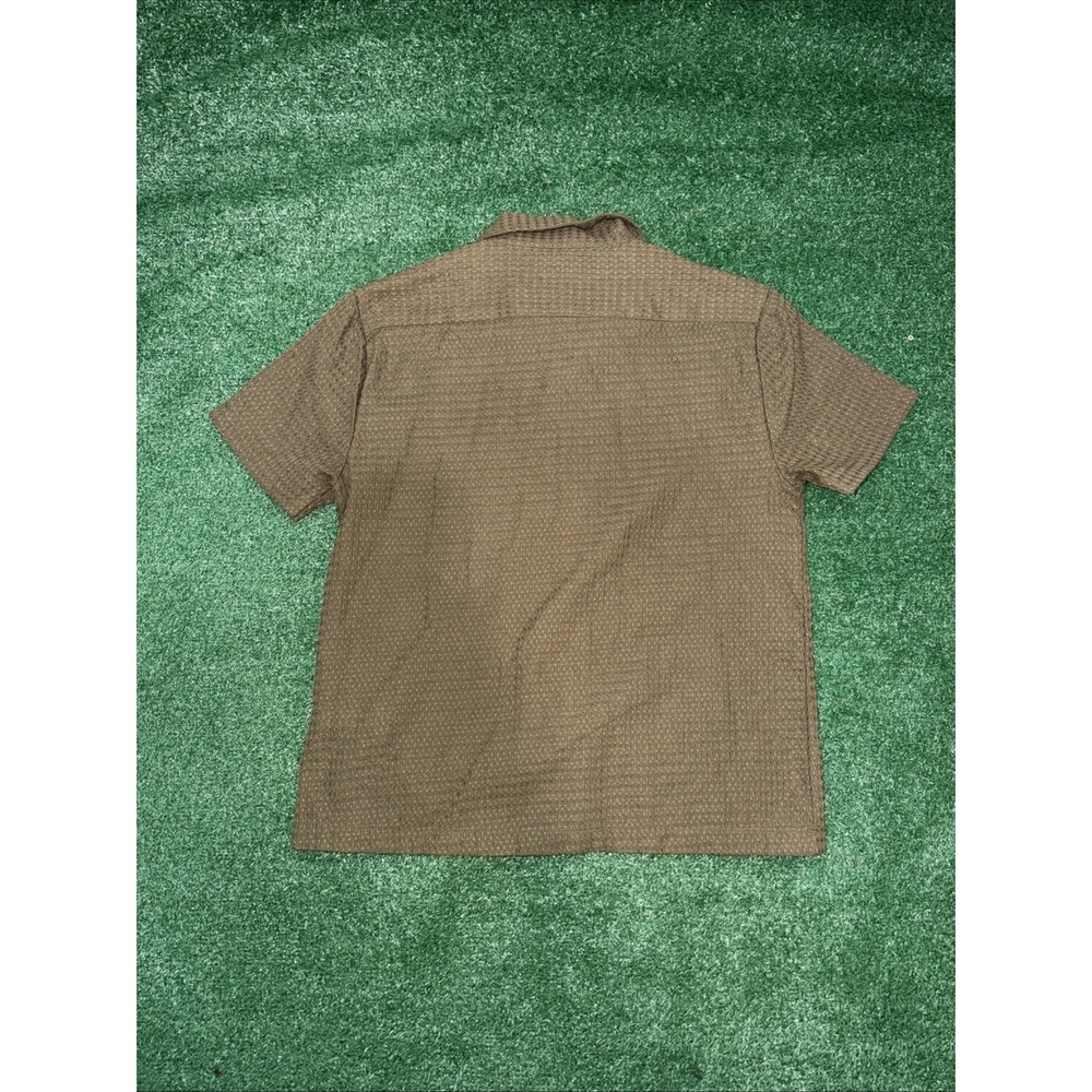 San Francisco Work Shirts Mens Small Olive Green Textured Waffle Knit Button Up - Picture 6 of 6